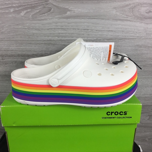 crocs rainbow platform shoes